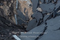 Провал грунта на ул. Горной в Нижнем Новгороде